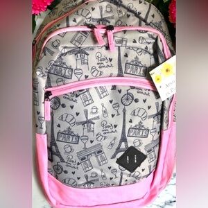 Paris Eiffel Tower Canvas Backpack NWT Adult Size